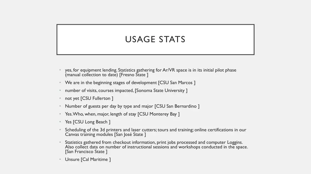 usage stats