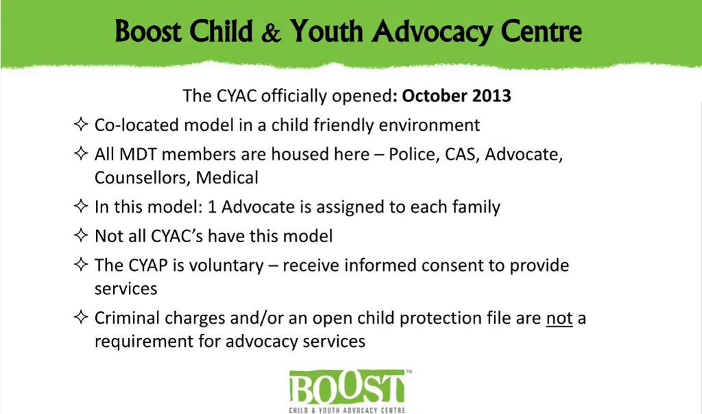 boost child youth advocacy centre boost child