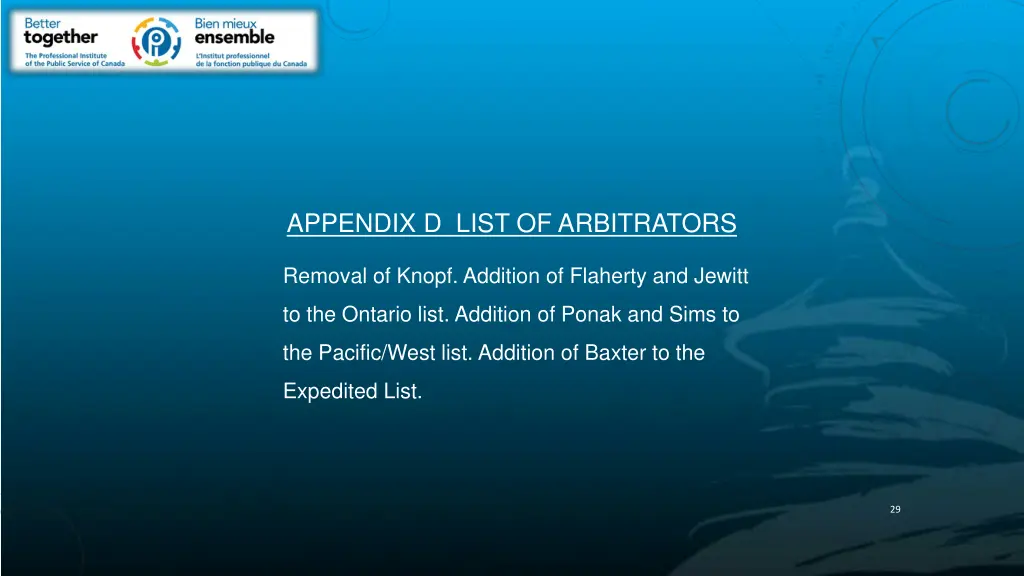 appendix d list of arbitrators