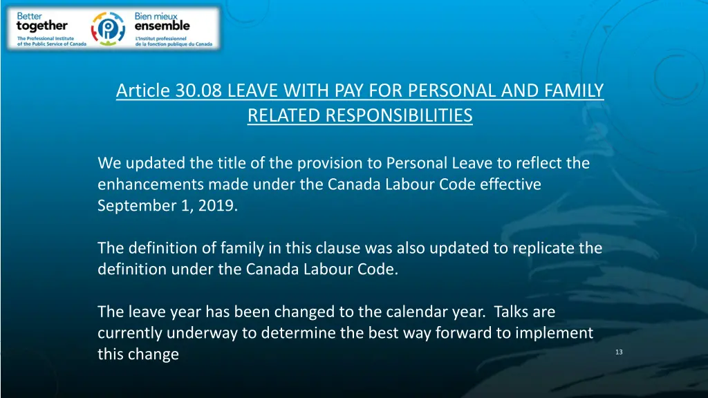 article 30 08 leave with pay for personal