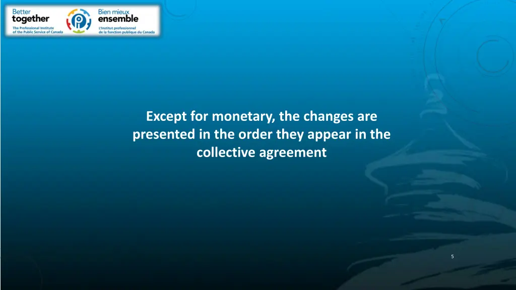 except for monetary the changes are presented