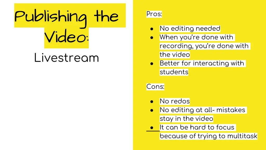 publishing the video livestream
