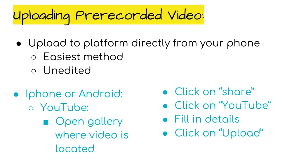 uploading prerecorded video