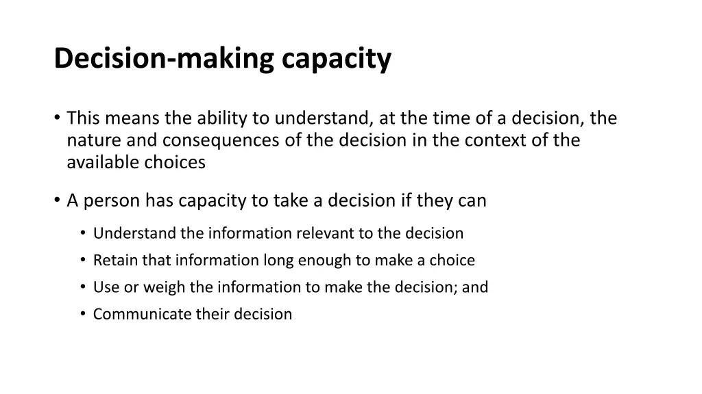 decision making capacity