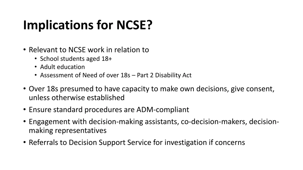 implications for ncse