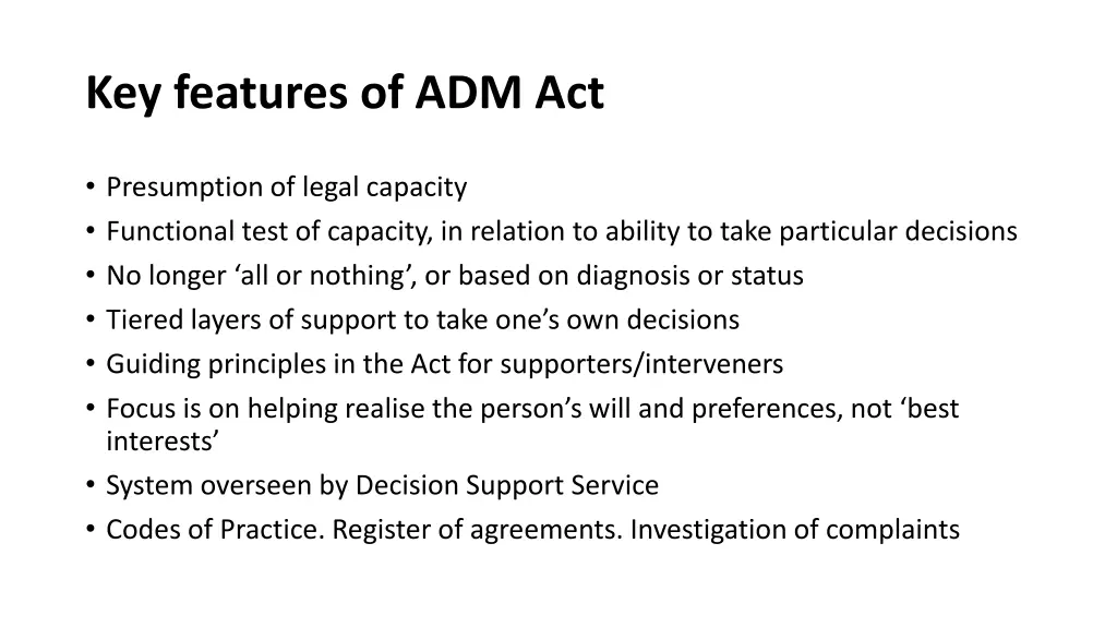 key features of adm act