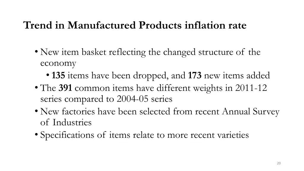 trend in manufactured products inflation rate