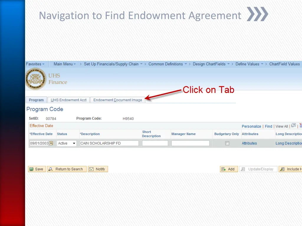 navigation to find endowment agreement 3
