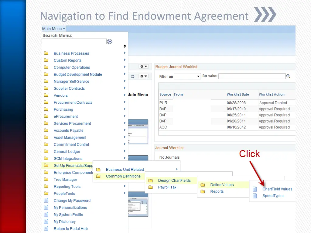 navigation to find endowment agreement