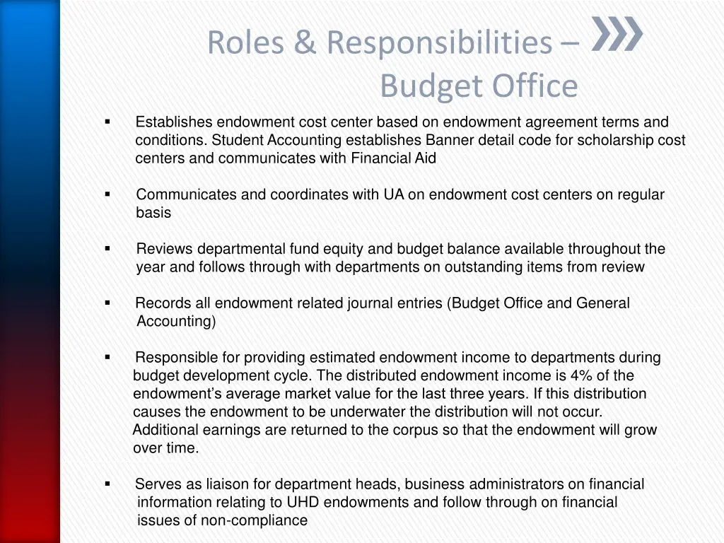 roles responsibilities budget office