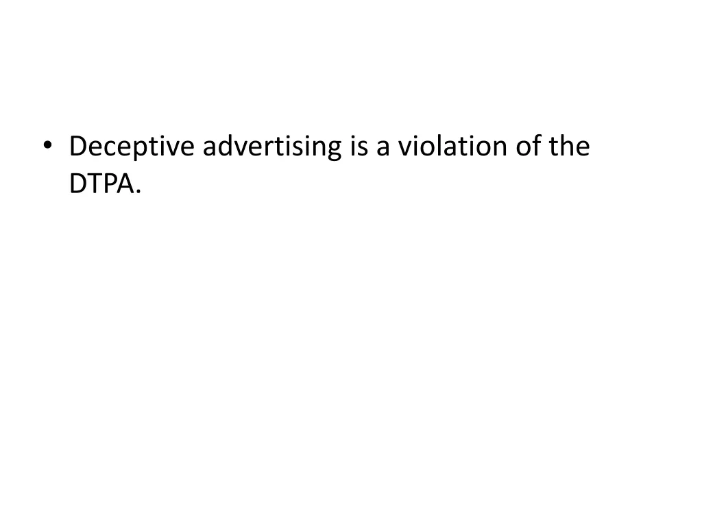 deceptive advertising is a violation of the dtpa