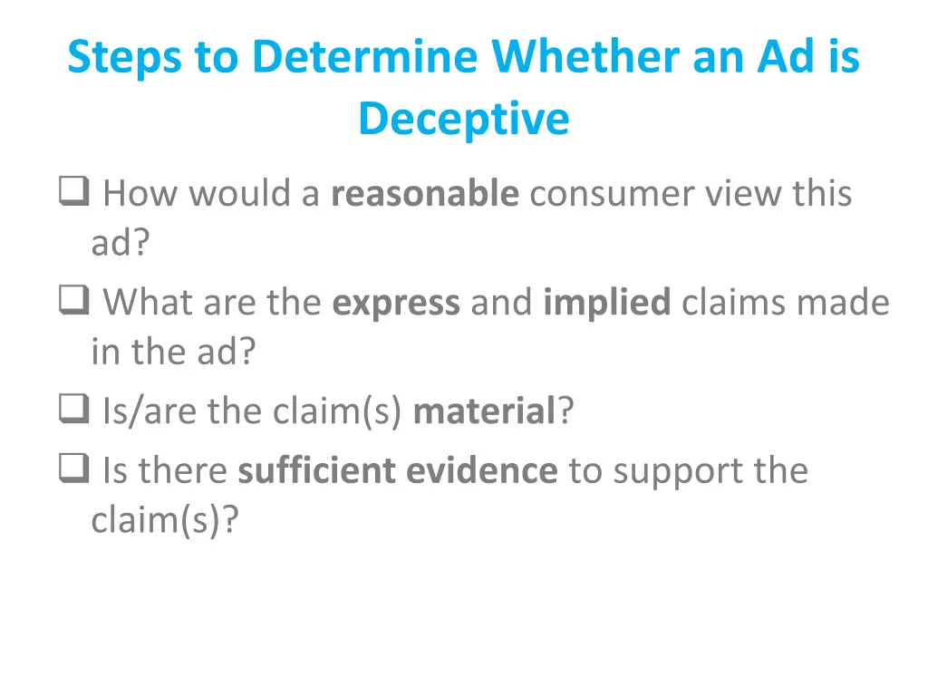 steps to determine whether an ad is deceptive