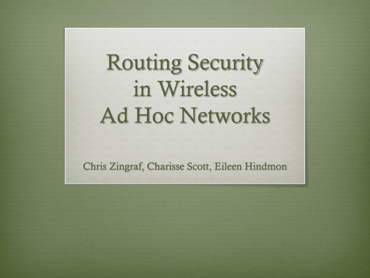 routing security in wireless ad hoc networks