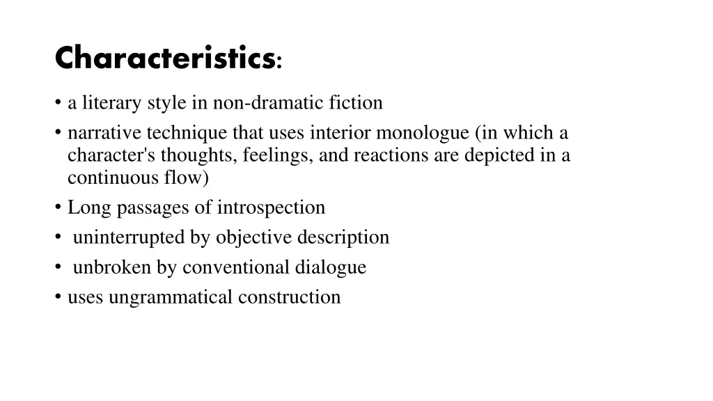 characteristics