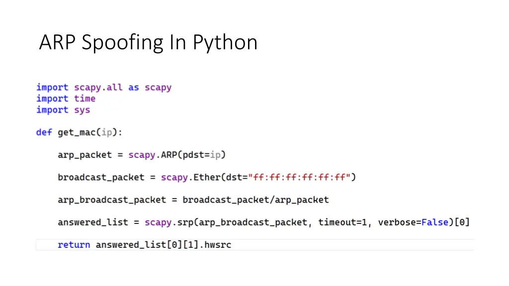 arp spoofing in python
