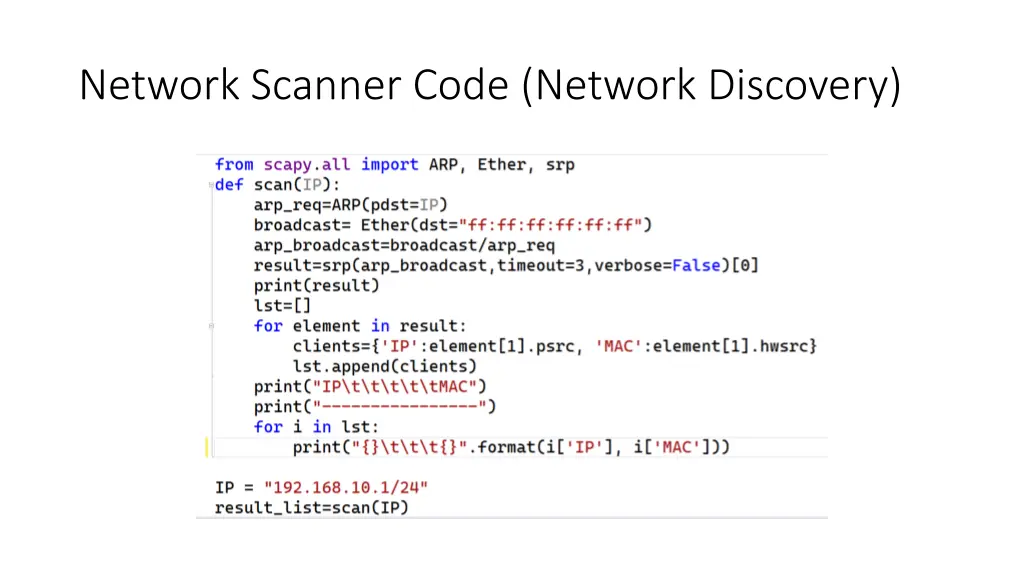 network scanner code network discovery