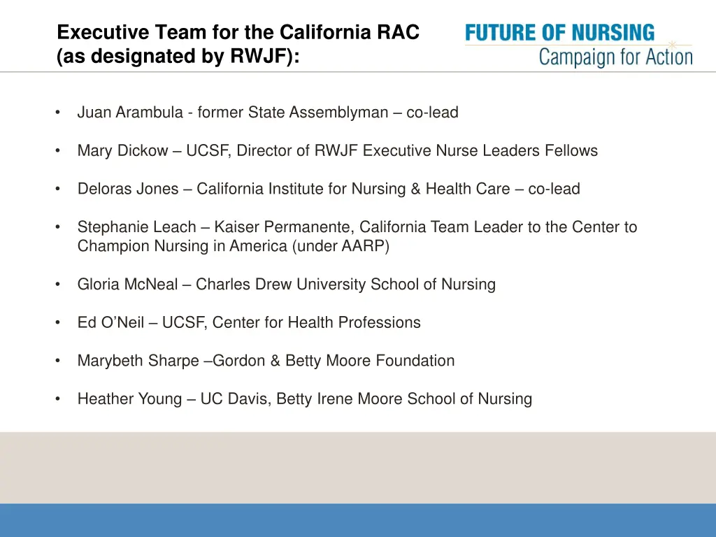 executive team for the california