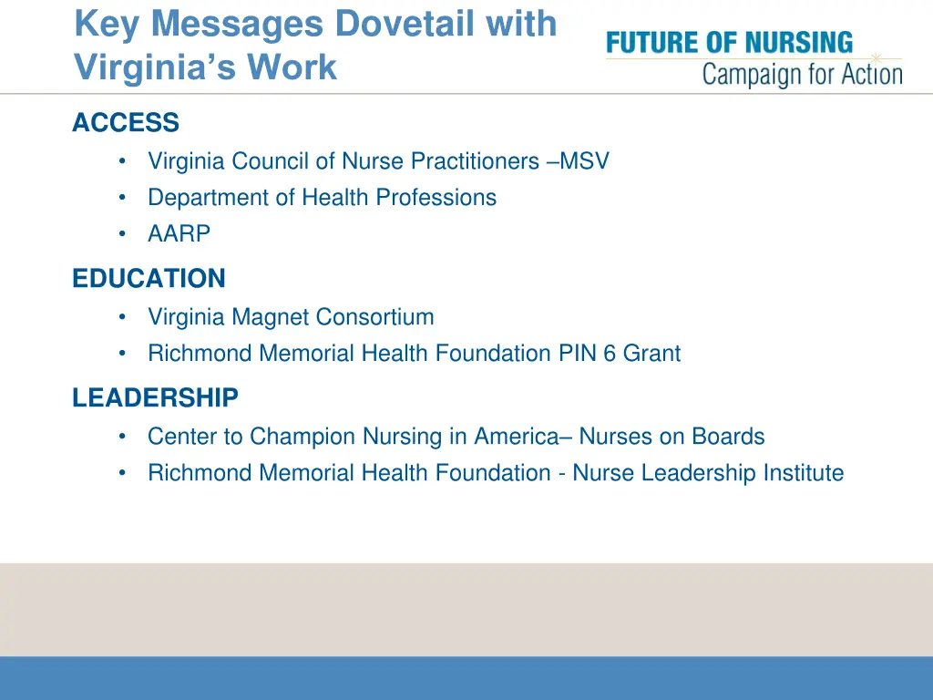 key messages dovetail with virginia s work