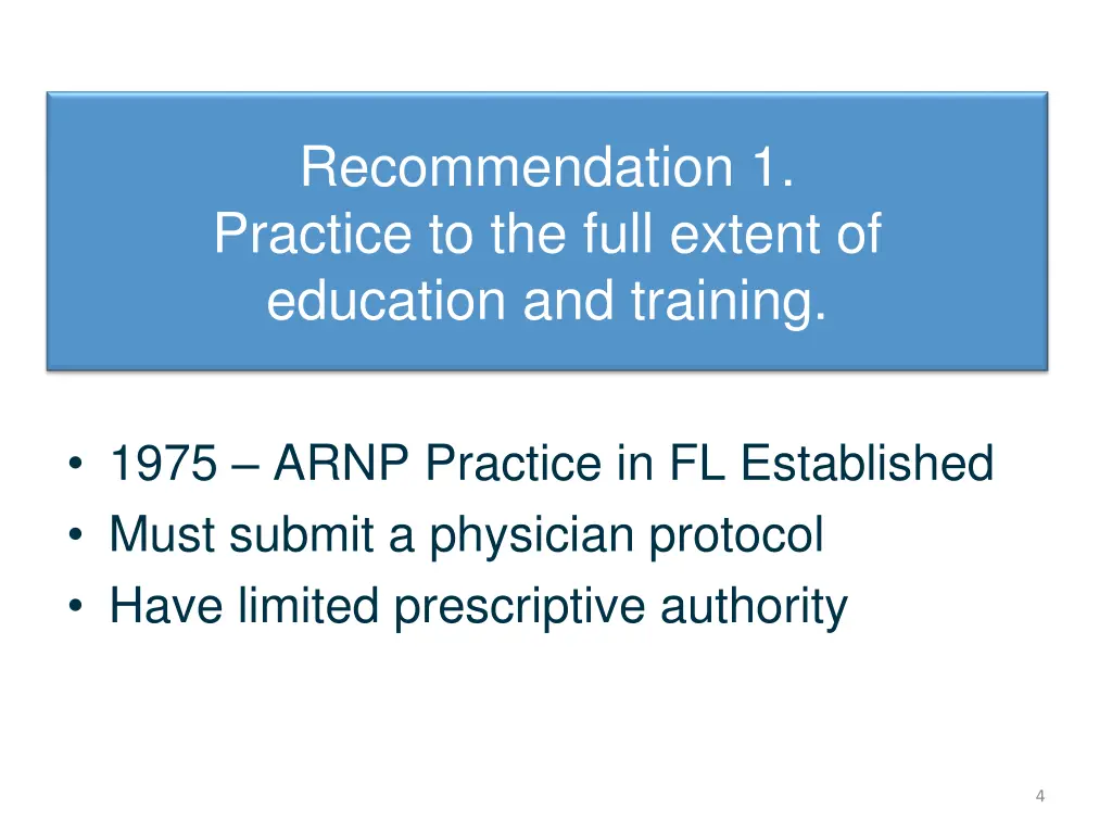recommendation 1 practice to the full extent
