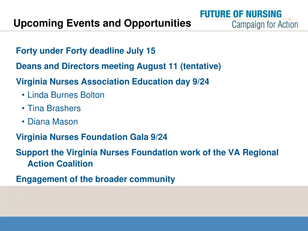 upcoming events and opportunities