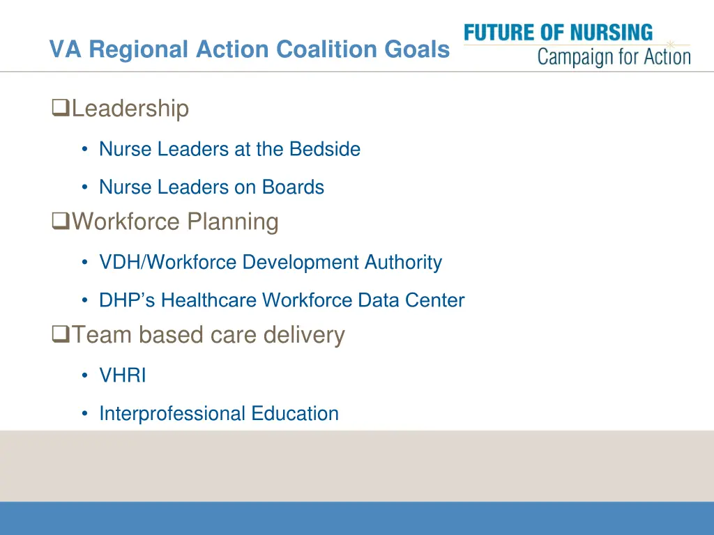 va regional action coalition goals leadership