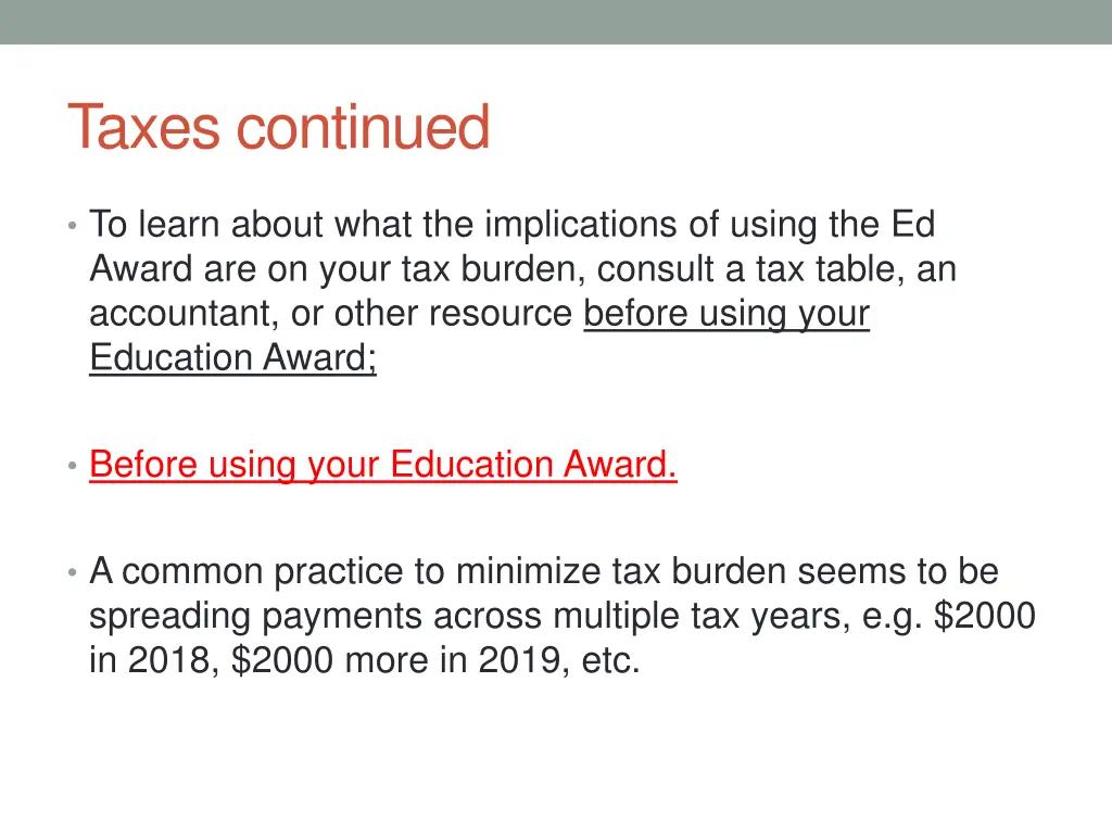 taxes continued