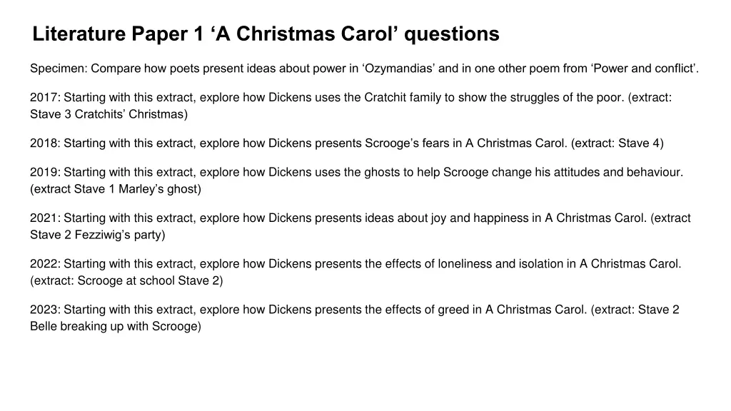 literature paper 1 a christmas carol questions