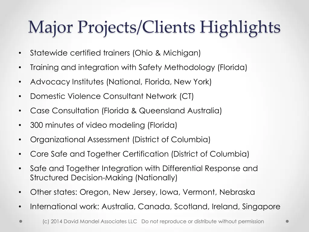 major projects clients highlights