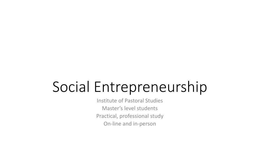 social entrepreneurship institute of pastoral