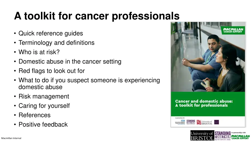 a toolkit for cancer professionals