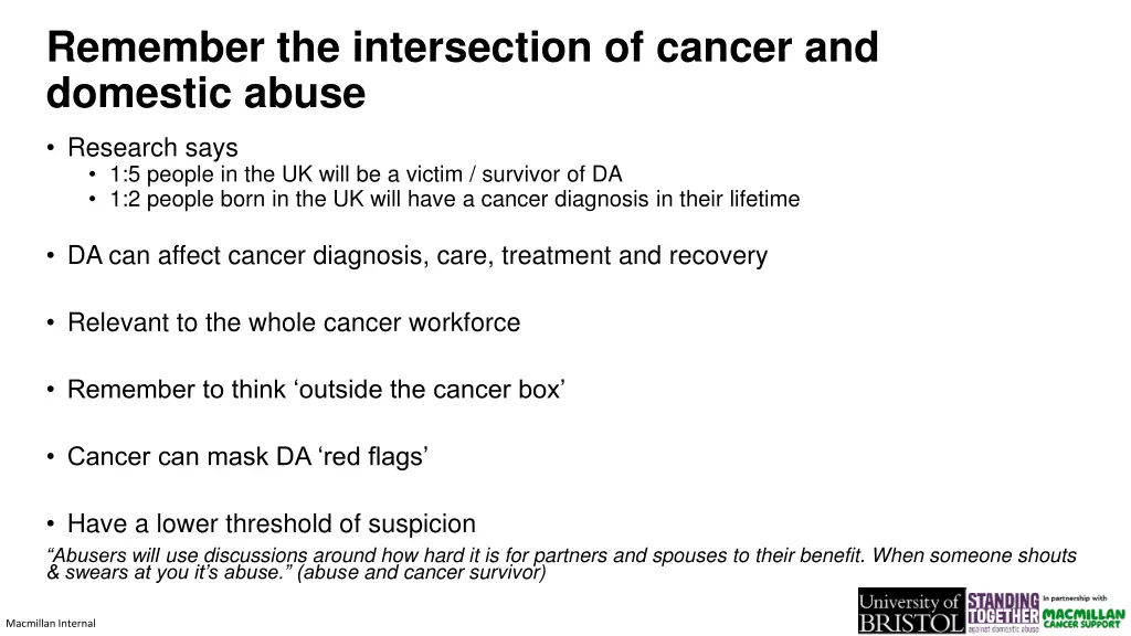remember the intersection of cancer and domestic