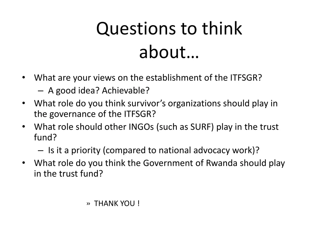 questions to think about