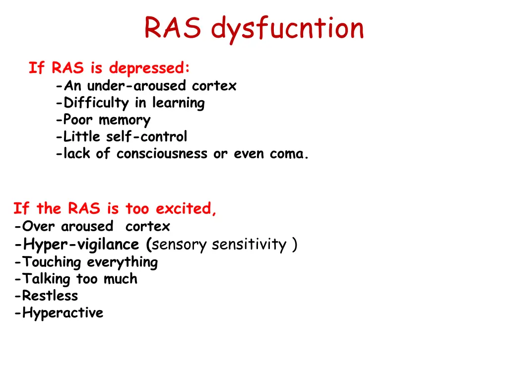 ras dysfucntion