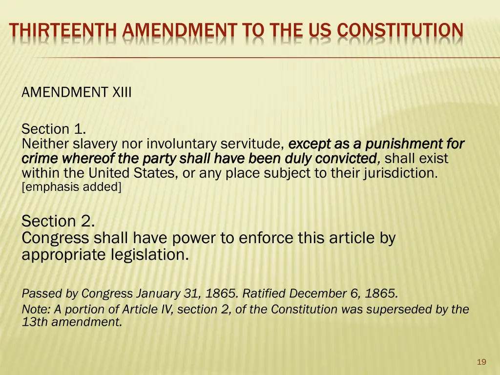 thirteenth amendment to the us constitution