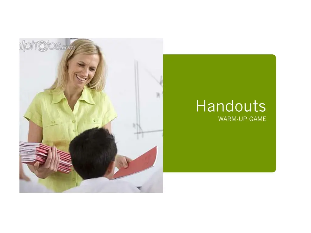 handouts warm up game