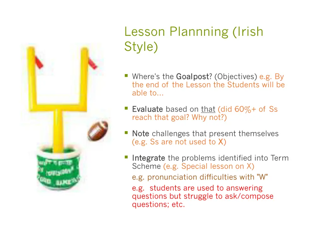 lesson plannning irish style