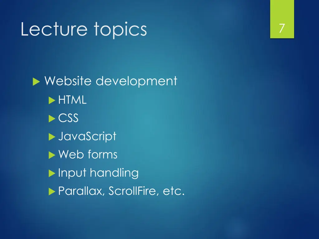lecture topics 1