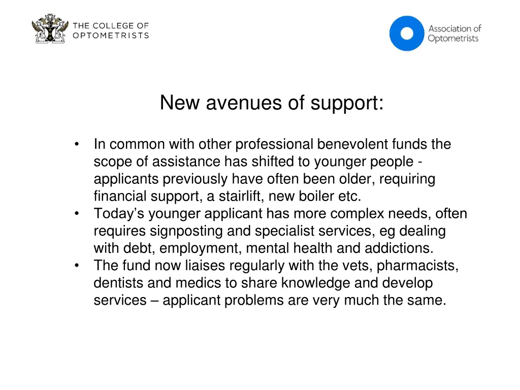new avenues of support