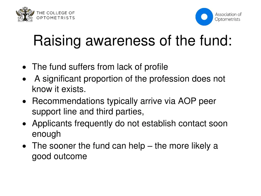 raising awareness of the fund