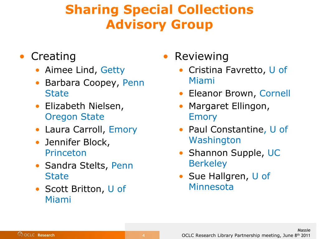 sharing special collections advisory group
