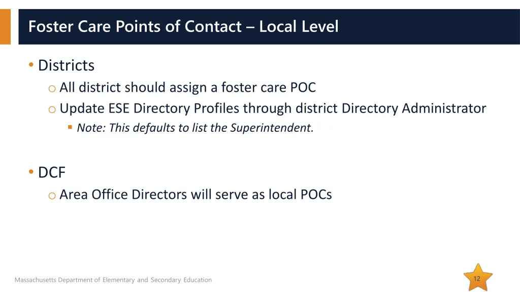 foster care points of contact local level