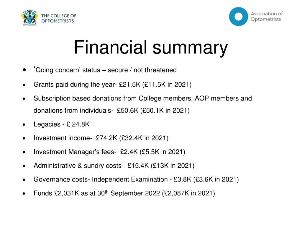 financial summary