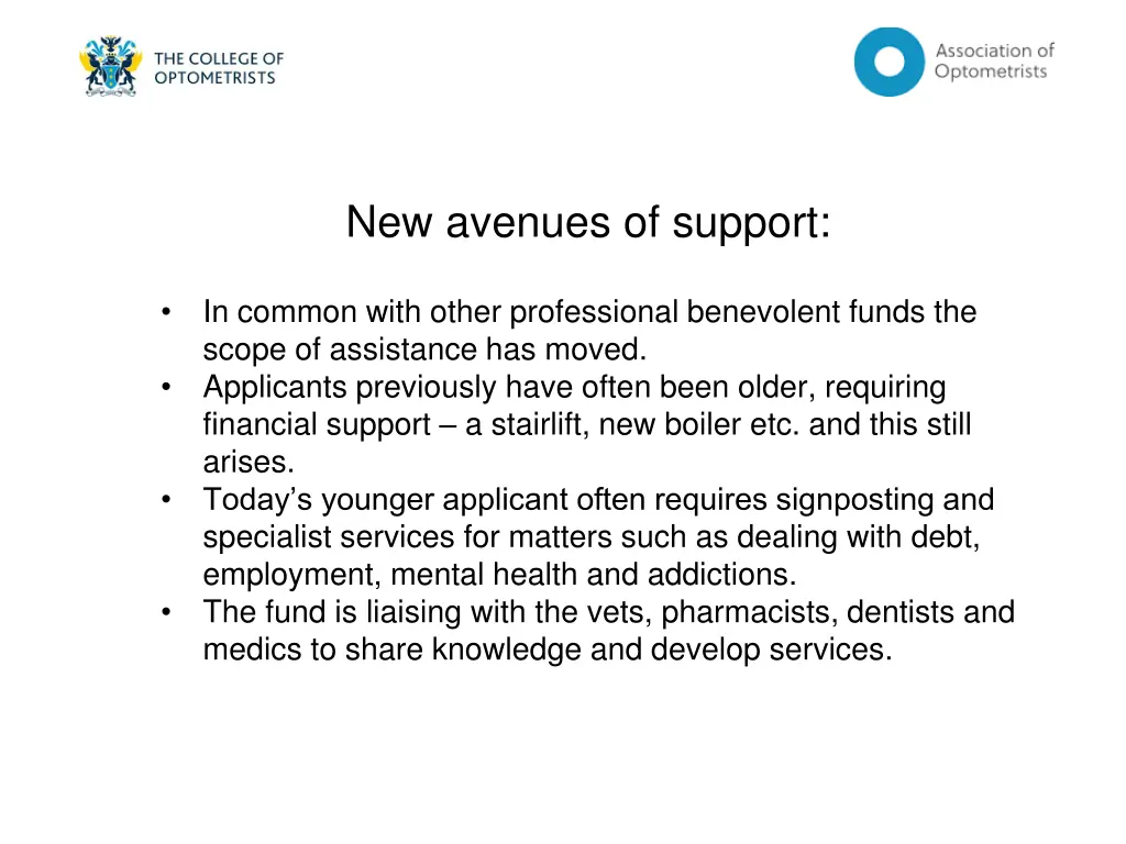 new avenues of support