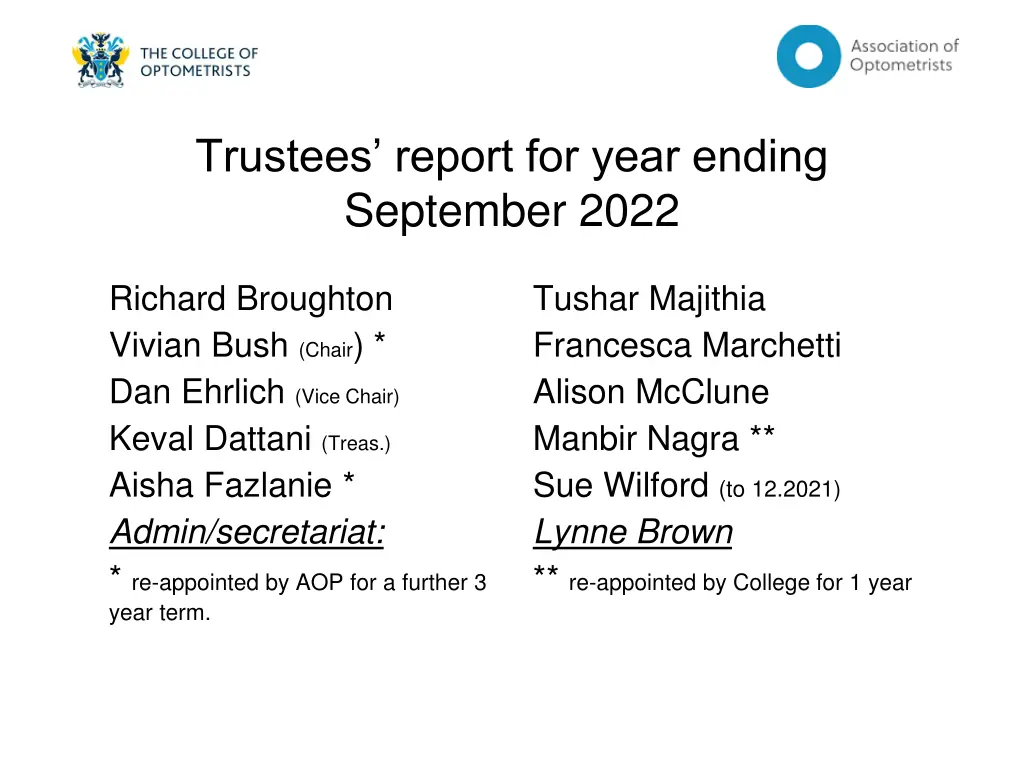 trustees report for year ending september 2022