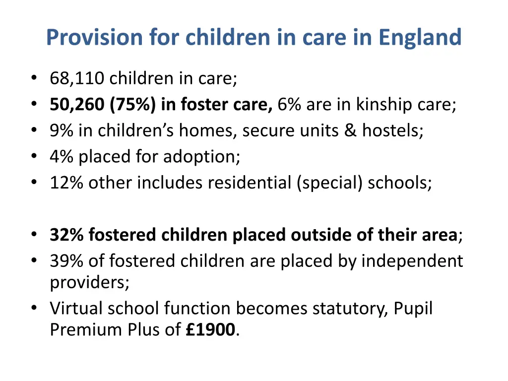 provision for children in care in england