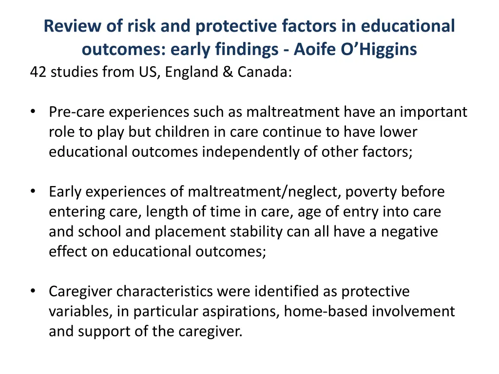 review of risk and protective factors