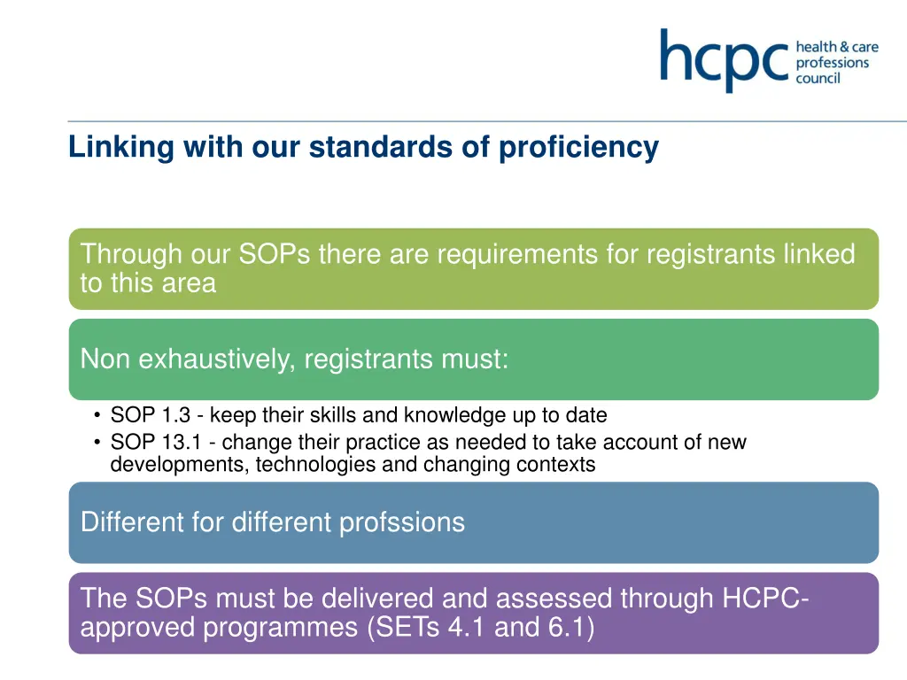 linking with our standards of proficiency