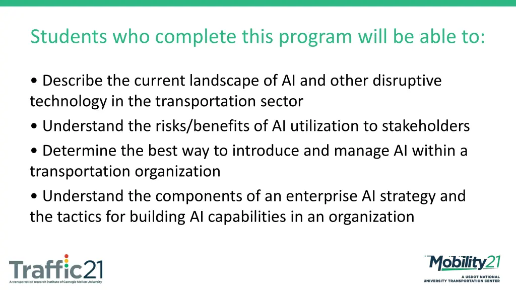 students who complete this program will be able to