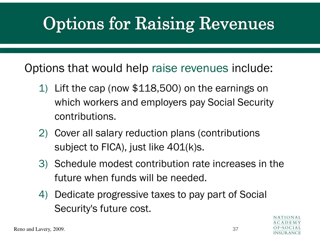 options for raising revenues